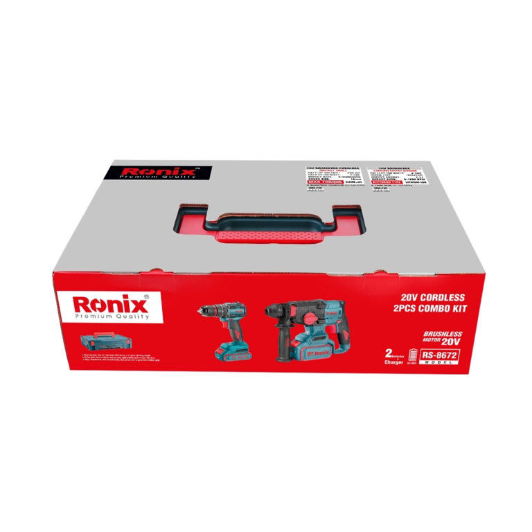 [RX-RS-8672] Ronix Akku-Kombiset 20 V (Schlagbohrschrauber und Bohrhammer) , 2-teilig