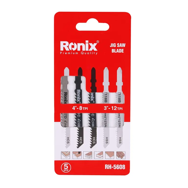 [RX-RH-5608] Ronix Stichsägeblatt-Sortiment (5-teilig) T-Schaft gemischt