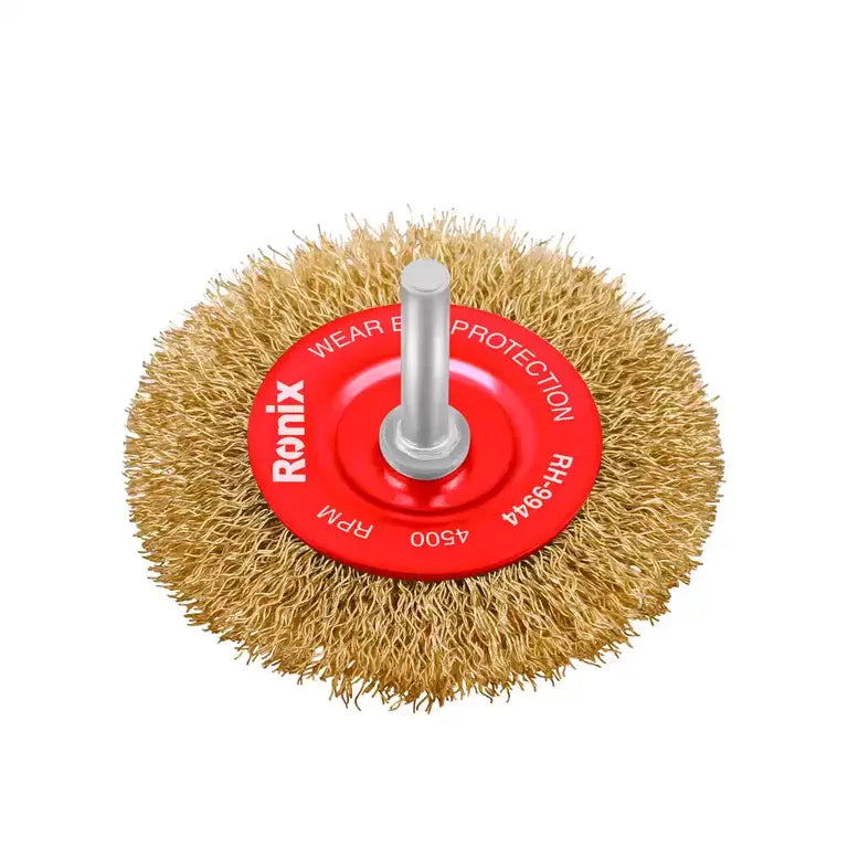 [RX-RH-9944] Ronix Gewellte Radbürste mit Welle 75 mm